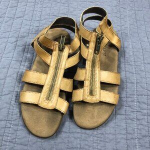 4/$15 Aerosoles Sandals Women 6 Brown Vegan Leather Zipper